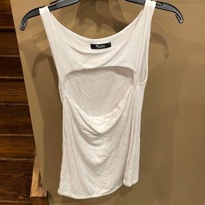 Michael Lauren ribbed white tank with open chest